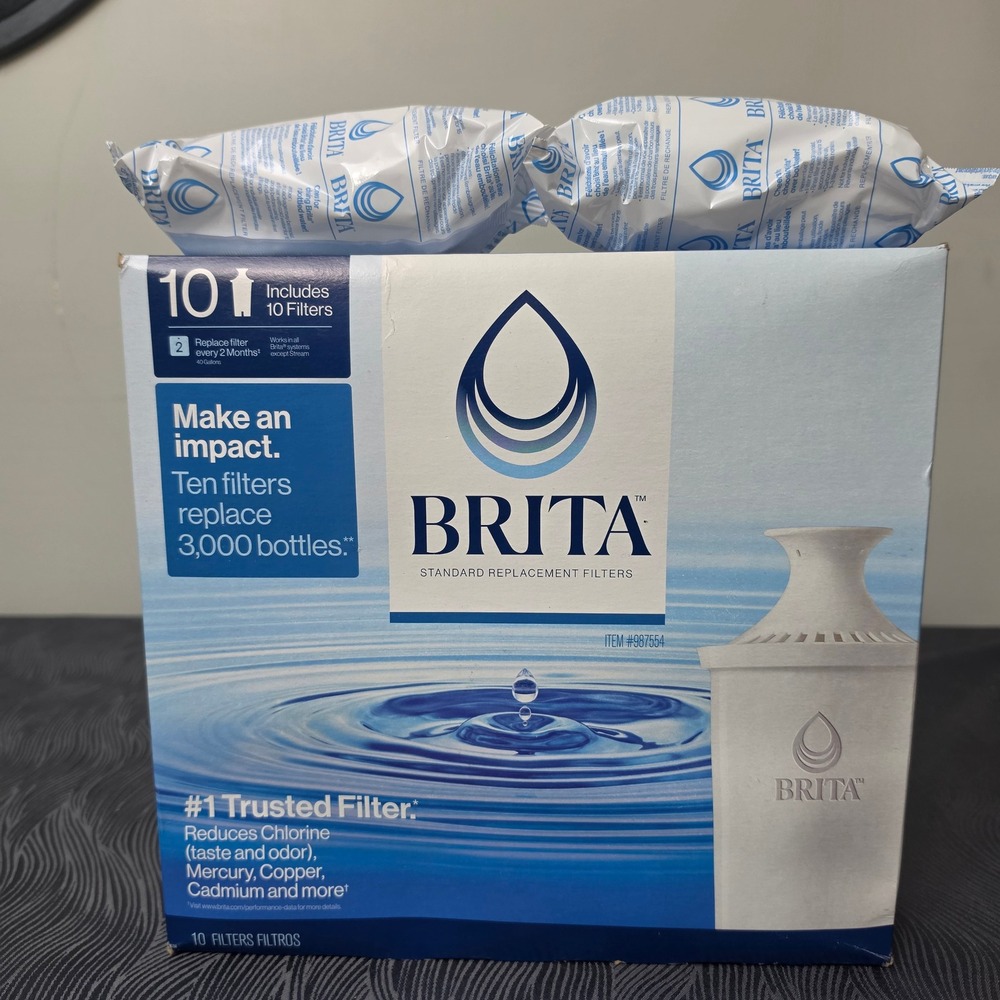 Brita Standard Replacement Filters 10 Pack Plus Xtra 2 Free BPA Free 987554